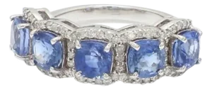 Natural 3.99 cts blue sapphire & 0.43 cts diamond ring in 18k gold