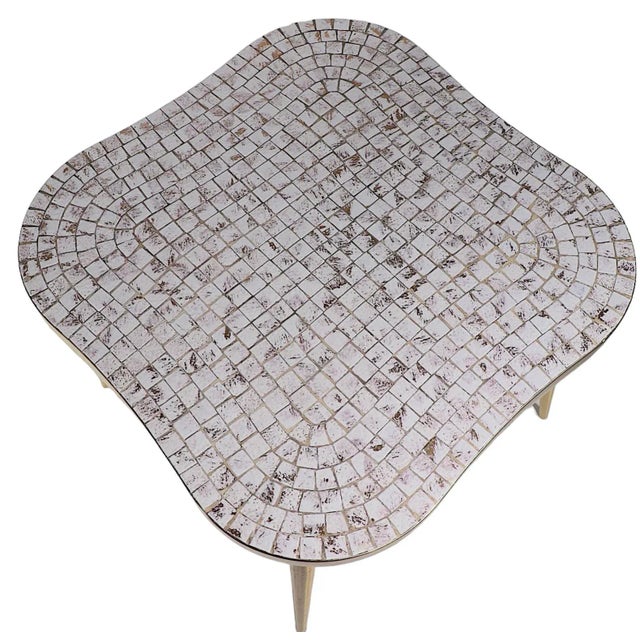 Mid 20th Century Mid Century Mosaic Tile End Table With Amoeba Form Top and Tapered Pole Legs For Sale - Image 5 of 12