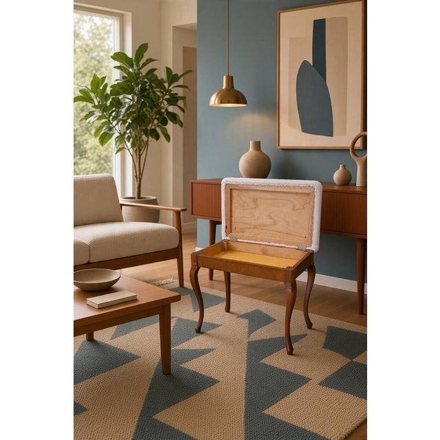 Piano Stool in Stained Birch with Storage, 1950s For Sale - Image 10 of 13