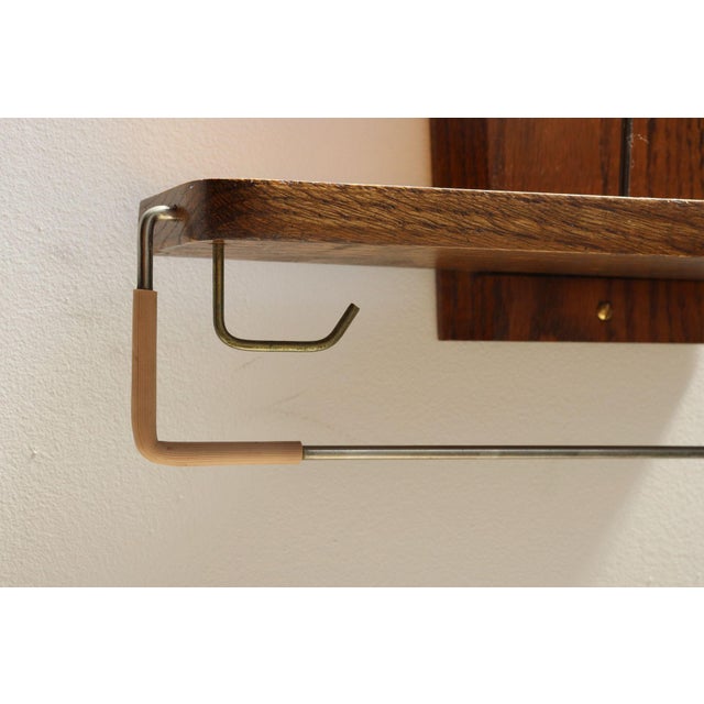 Brown Mid-Century American Modern Chestnut Wall Mounted Valet With Mirror and Shelf For Sale - Image 8 of 10