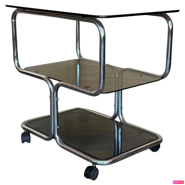 Mid-Century Italian Chrome and Glass 3-Tier Drinks Trolley, 1950s For Sale - Image 10 of 10