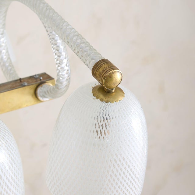 Italian Reticello Murano Glass Chandelier Attributed to Ercole Barovier, 1940s For Sale - Image 13 of 13