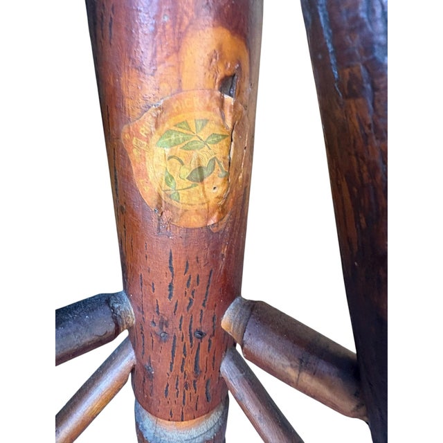 Early 20th Century Rare Adirondack Rustic Hickory Furniture Co Laporte Indiana Coat Hat Rack Hall Tree Original Label For Sale - Image 11 of 12
