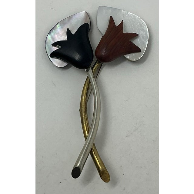1950s Fabrice Paris Floral Brooch For Sale - Image 4 of 4