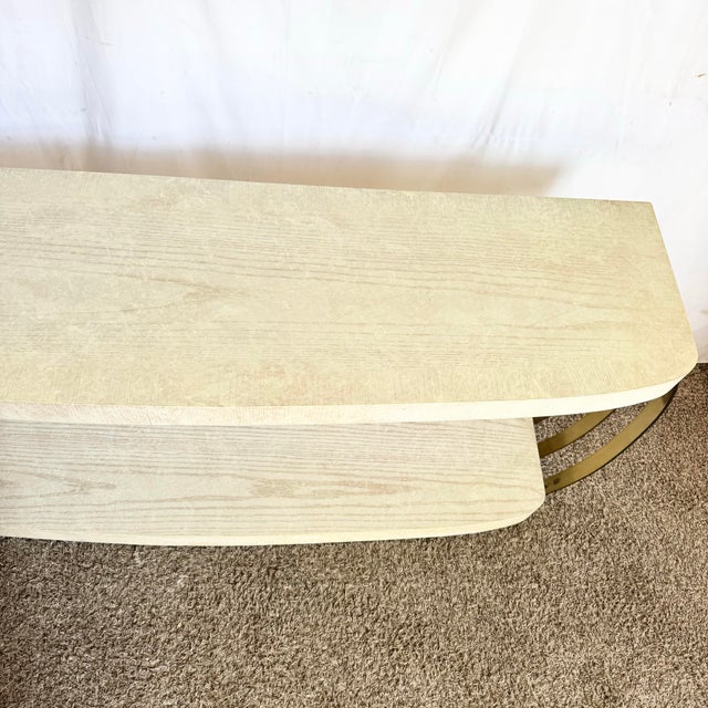 Late 20th Century Postmodern Brushed Brass and Cerused Oak Console Table by Henredon For Sale - Image 5 of 12