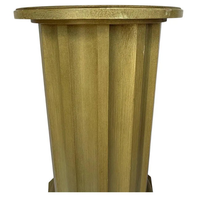 Metal Neoclassical Fluted Column Bar Cabinet Pedestal Side End Table, Vintage Revival For Sale - Image 7 of 11