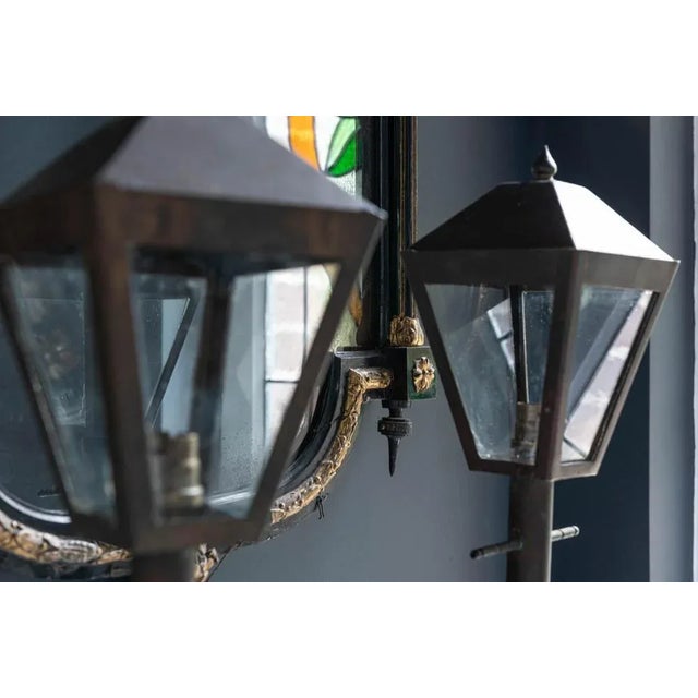 19th Century English Brass Pillar Lanterns, 1890s, Set of 2 For Sale - Image 4 of 12