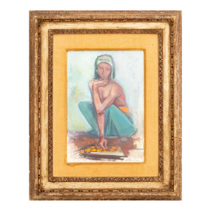 Maurice Sterne Girl With Basket Oil on Paper