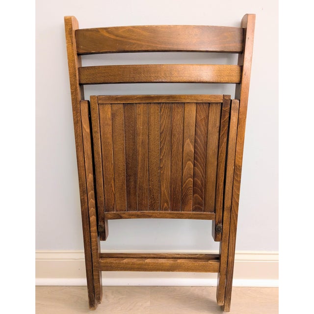 Brown Mid 20th Century Wood Folding Chair For Sale - Image 8 of 10