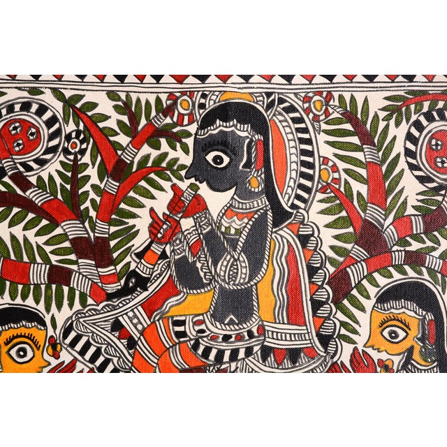This expressive hand-painted Madhubani folk-art composition by Mamta Devi showcases the rich visual traditions of Mithila,...