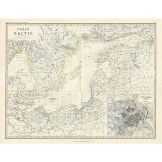 Antique Map of the Surroundings of the Baltic Sea by A. K. Johnston, 1865 For Sale