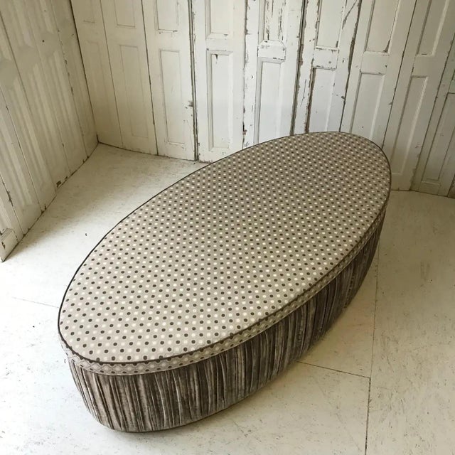 Large Vintage Ottoman in Fabric For Sale - Image 5 of 10