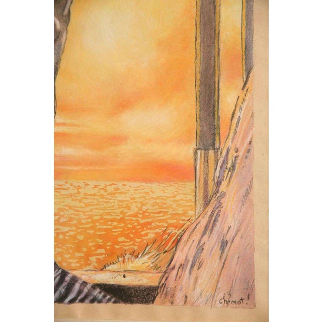 Vintage Art Deco Edouard Chimot Watercolor Painting Custom Framed French For Sale - Image 10 of 11