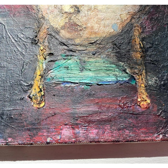 Mid-Century Japanese Modernist Oil Painting "Marionette" by Masaharu Fukui With Inscribed Board For Sale - Image 4 of 15