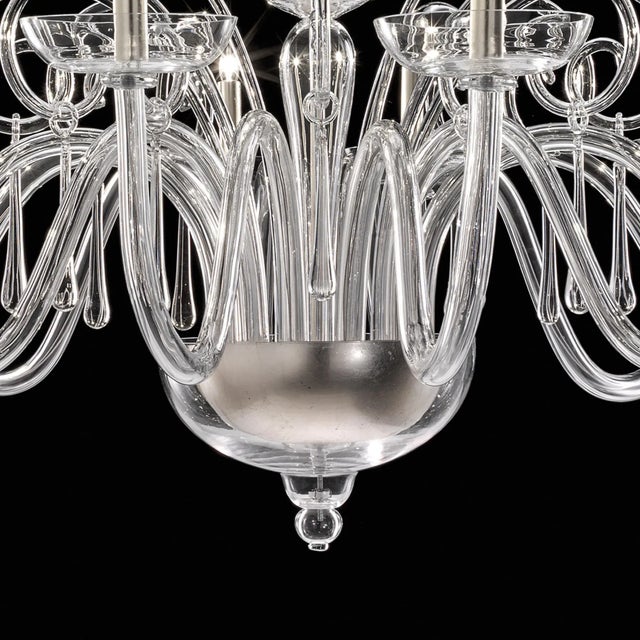 Grand Venetian “Curls” Murano Glass Chandelier in Clear Glass For Sale - Image 6 of 6