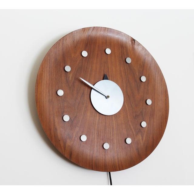 Vintage Nelson Style Walnut Wall Clock Chairish