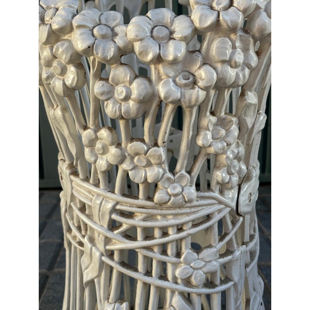 Art Nouveau White Painted Floral Cast Iron Umbrella Stand, 1890s For Sale - Image 6 of 8