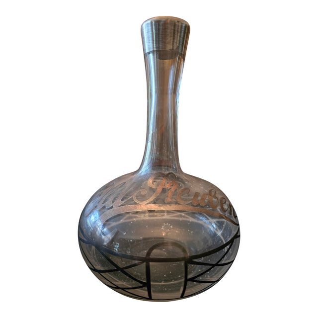 Vintage Mid-Century Modern Sterling Silver Overlay Barware Bottle For Sale