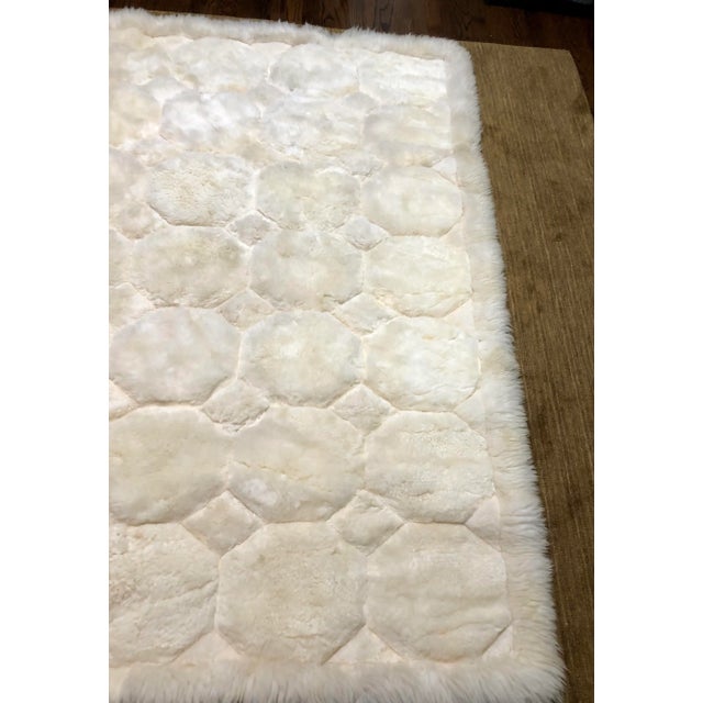 Animal Skin Vintage Handcrafted Alpaca Fur Hide Throw With Leather Patchwork For Sale - Image 7 of 12