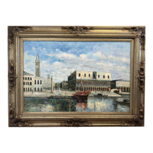 Remington Large Oil Painting on Canvas Cityscape, Italy Venice, Piazza San Marco