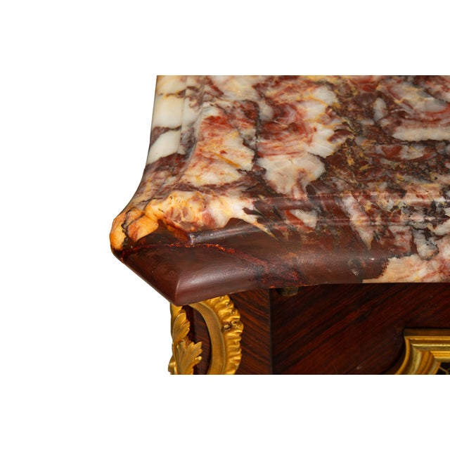 French Louis XV Style Kingwood Marble Top Bibliotheque Cabinet For Sale - Image 11 of 18