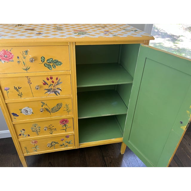 Farmhouse Chic Chiffonier Dresser Hand Painted With Applied Wildflowers For Sale In Providence - Image 6 of 7