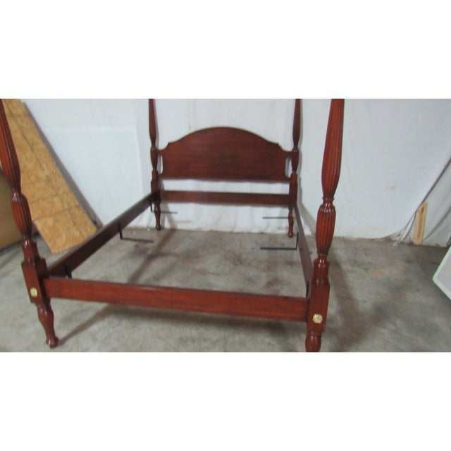 1990s Henkel Harris Cherry Carved Bed Queen Poster Designer For Sale - Image 6 of 8