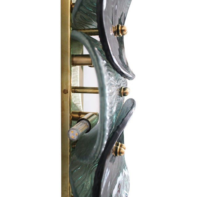 Metal Italian Murano Glass and Brass Wall Sconces, 2010s, Set of 2 For Sale - Image 7 of 12