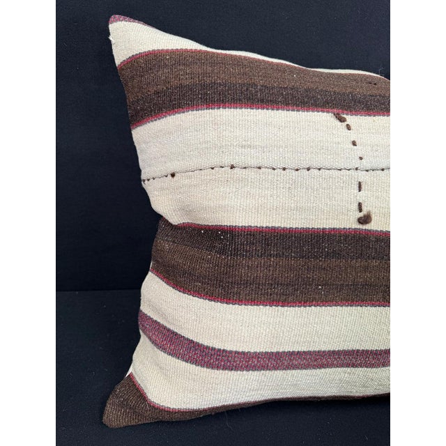 Turkish Hemp Pillow Cushion Natural Beige Brown Pillow Cushion Cover 24"x24" For Sale - Image 4 of 4