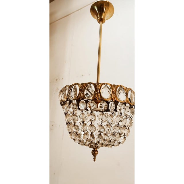 Brass Suspension Light with Crystals For Sale - Image 12 of 17
