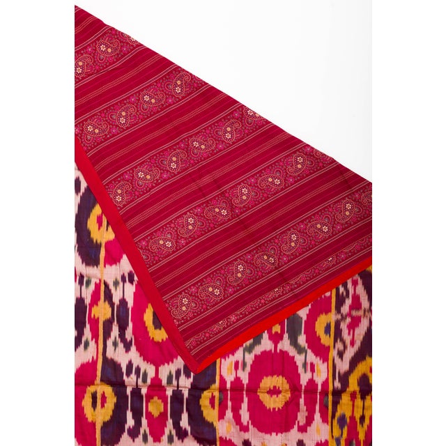 Textile Late 19th Century Silk Ikat Uzbekistan Tribal Weaving For Sale - Image 7 of 9