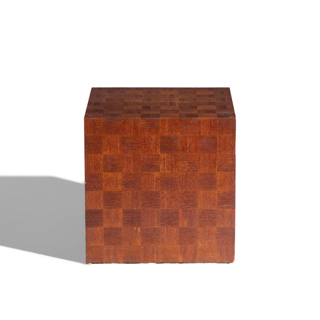 Thayer Coggin Style Mid Century Walnut Parquet Cube End Table For Sale In Chicago - Image 6 of 7