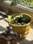 Vintage McCoy Pottery Yellow Basketweave Flowerpot With Attached Saucer For Sale - Image 4 of 4