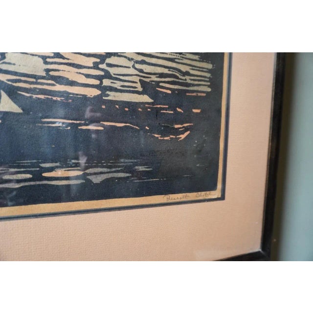 Signed Prescott Chaplin Block Print, the Harbor c.1920s For Sale - Image 4 of 5
