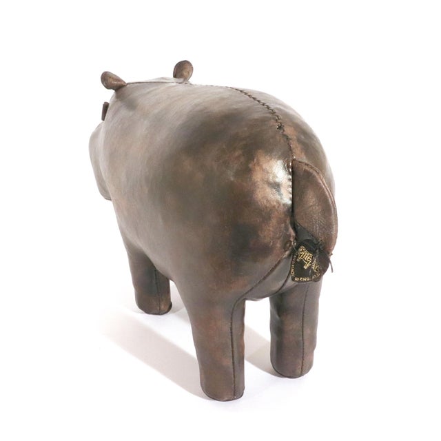 Animal Skin Dimitri Omersa Leather Hippopotamus Footstool With Original Label For Sale - Image 7 of 9