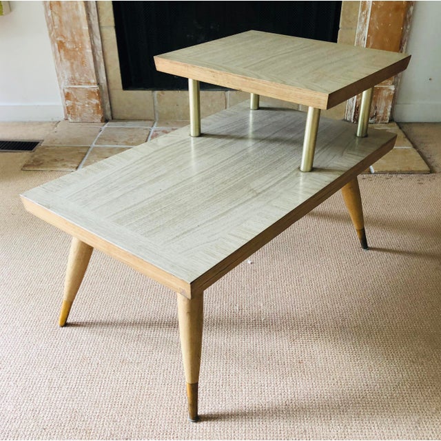 Mid Century Side Table Night Stand Two Tiered Step Chairish