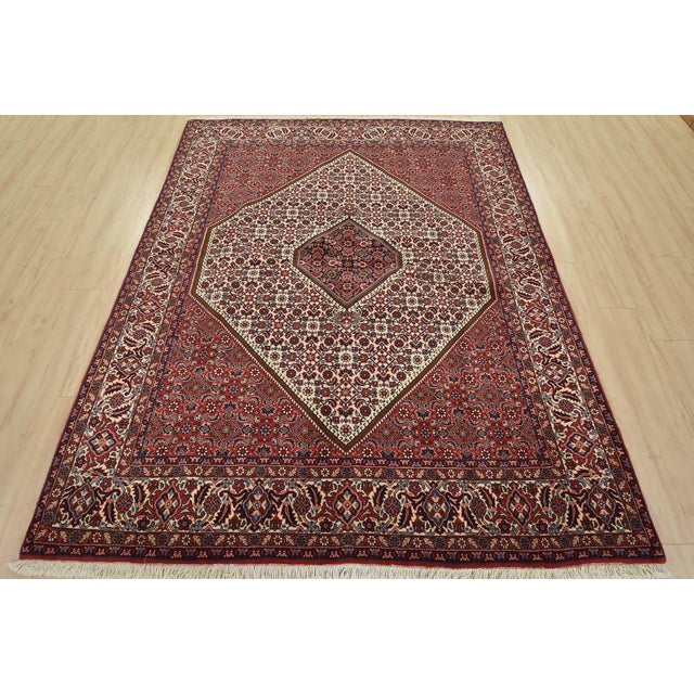 Farmhouse Fine Bidjar Rug 6’7” X 8’2” Ivory Wool Traditional Hand-Knotted Oriental Carpet For Sale - Image 3 of 15