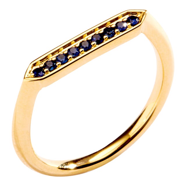 Syna Yellow Gold Hex Ring with Sapphires For Sale