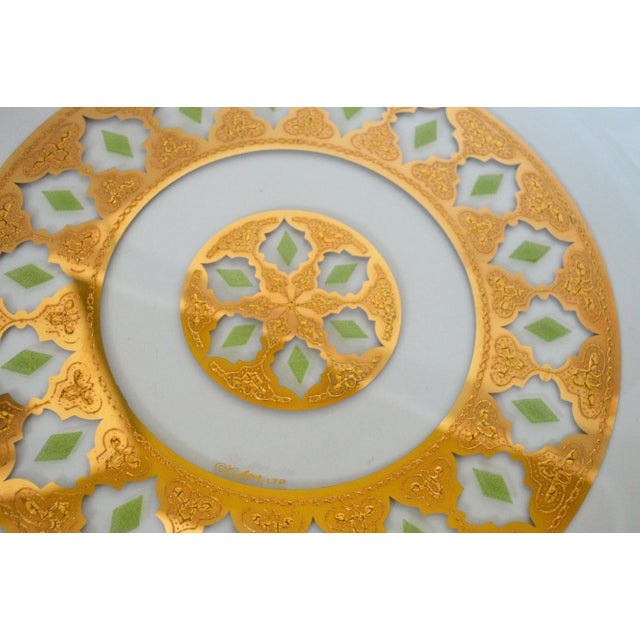 Culver Ltd. 1980s Culver Valencia Large Round Gold Glass Platter For Sale - Image 4 of 5