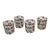 Late 20th Century Boho Chic Williams Sonoma Day of the Dead Painted Skull Floral Tumblers Highball Glasses - Set of Four L For Sale