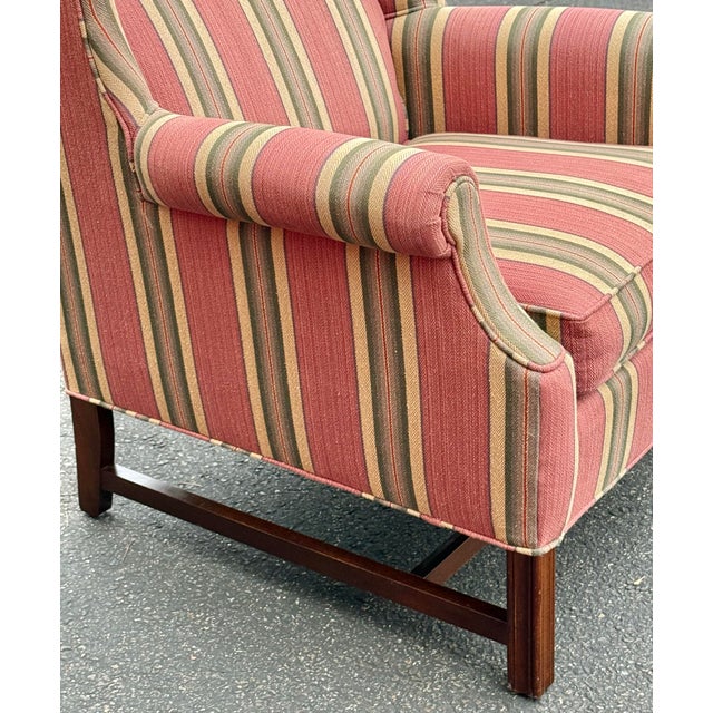 Pink Late 20th Century Pennsylvania House Wingback Chair With Ottoman For Sale - Image 8 of 12