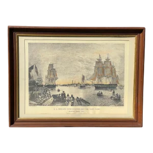 Framed Print of U.S. Frigate Constitution Off the Navy Yard, Boston Ma 1833