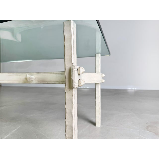 Glass Vintage Wrought Iron Design Coffee Table, 1980s For Sale - Image 7 of 11