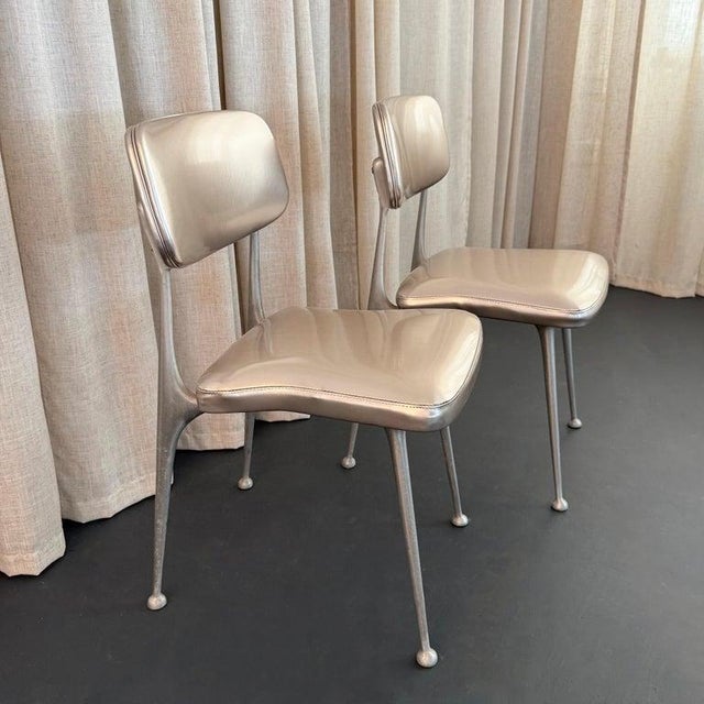 Silver Mid-Century Modern "Gazelle" Aluminum Dining Chairs by Shelby Williams For Sale - Image 8 of 10