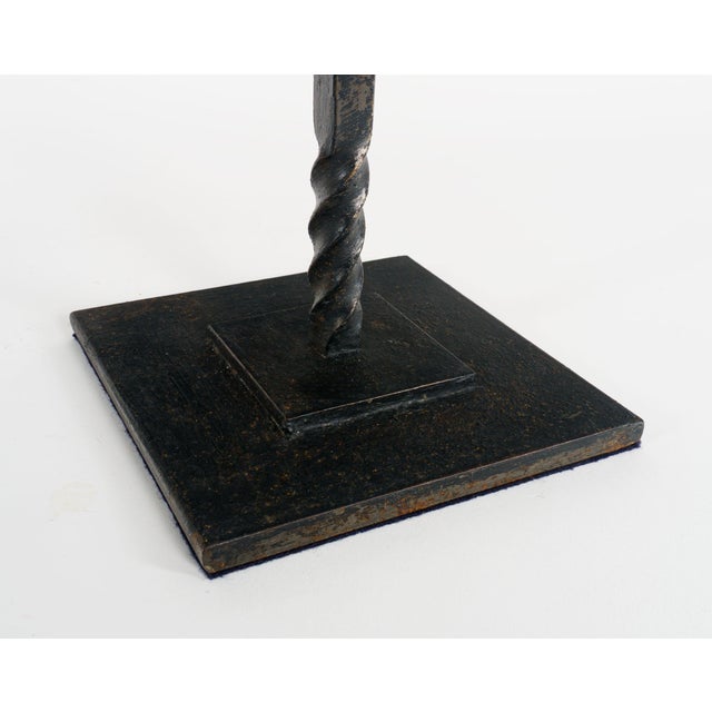 Tall French Black Twisted Wrought Iron Table Lamp, 1950s For Sale - Image 4 of 6