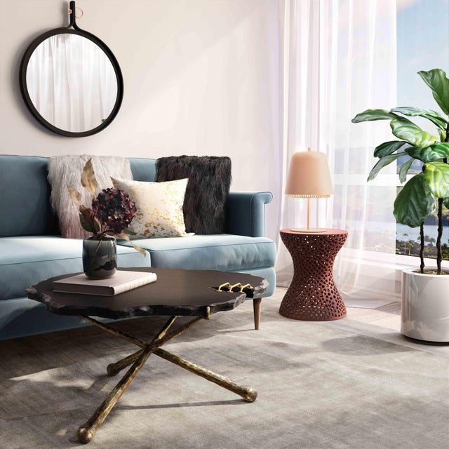 Metal Serra Black Stone Cocktail Table For Sale - Image 7 of 7