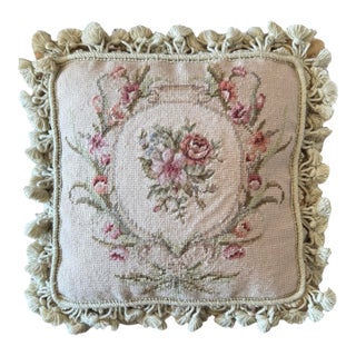 Victorian Style Floral Petit Point & Needlepoint Accent Pillow For Sale