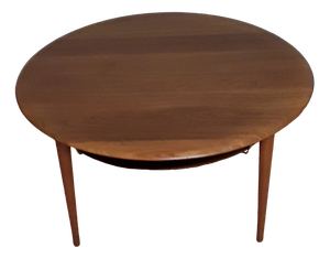 Round Danish Teak Minerva Coffee Table with Reed Storage Compartment by Peter Hvidt & Orla Molgaard-Nielsen for France & Son, 1960s