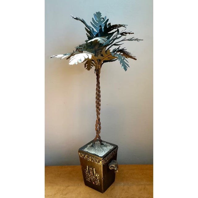 Metal Vintage Decorative Metal Palm Tree For Sale - Image 7 of 12
