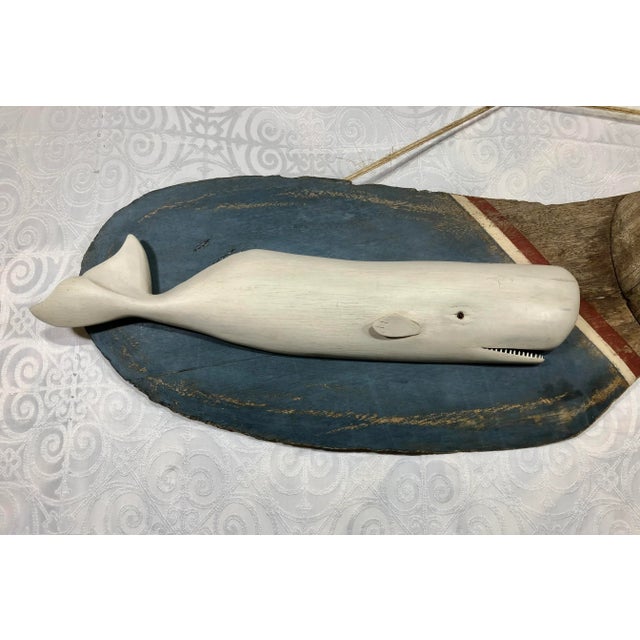 Vintage Americana White Whale Carving on a Rudder For Sale - Image 4 of 8